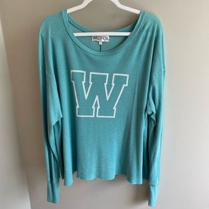 Wildfox W Varsity Long Sleeve Shirt Thermal Top